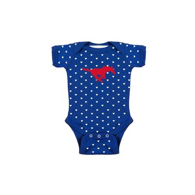 Two Feet Ahead Smu Mustangs Hearts Baby Bodysuit Creeper Baby Girl Clothes for Newborn Infants (12 Months, Smu Mustangs)