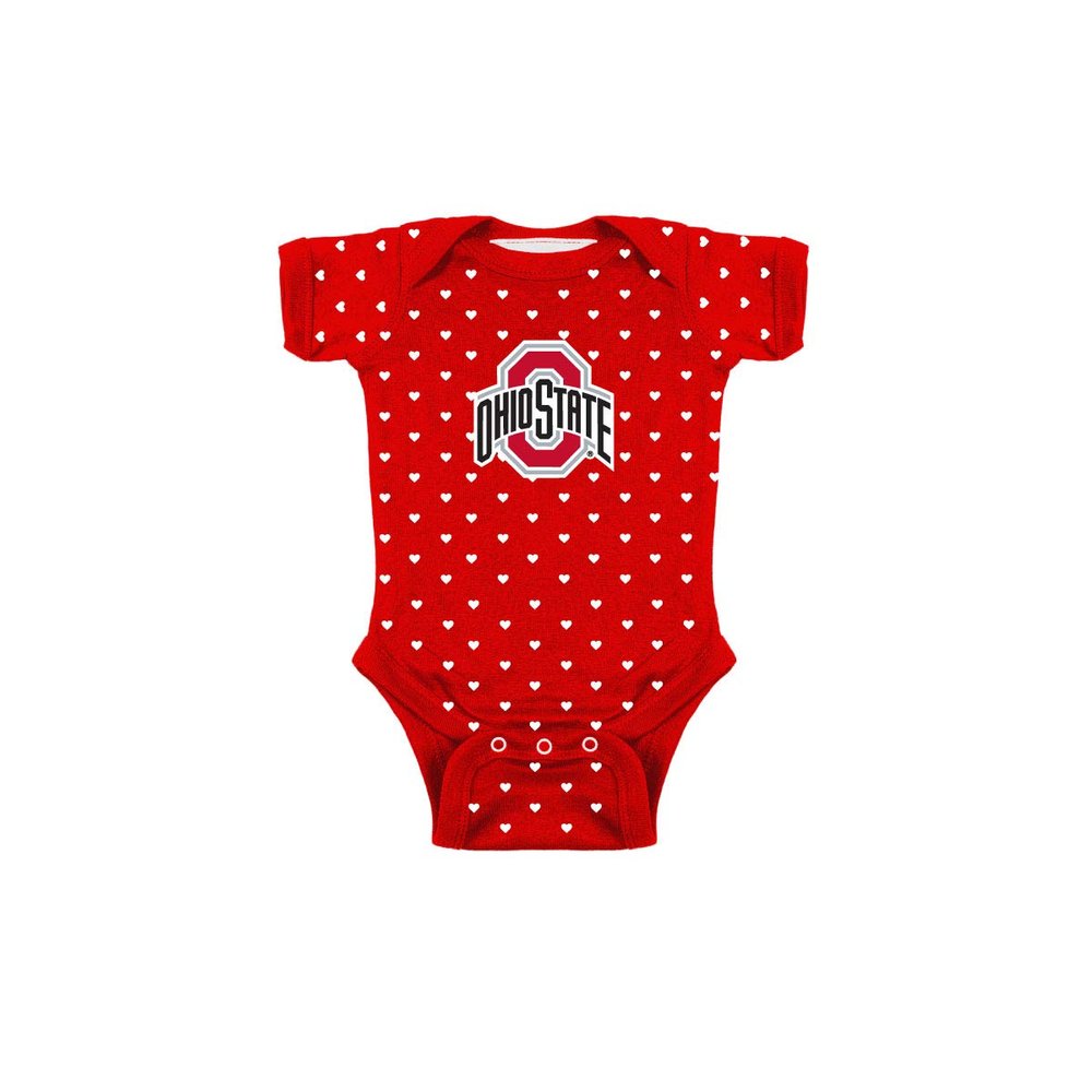 Two Feet Ahead Ohio State Buckeyes Hearts Baby Bodysuit Creeper Baby Girl Clothes for Newborn Infants (12 Months, Ohio State Buckeyes)
