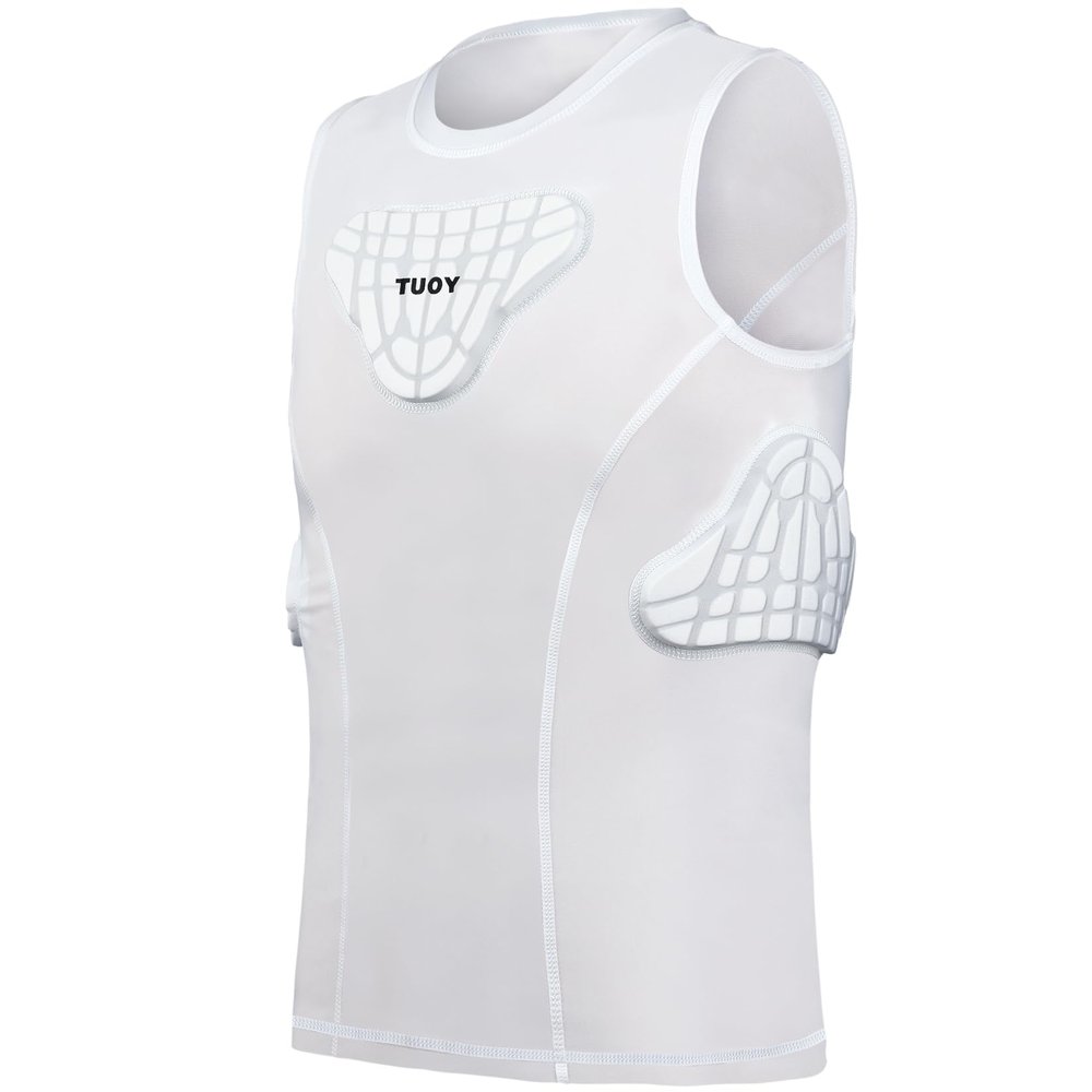 TUOY Youth Padded Shirt Chest Rib Protector Heart Guard Sternum Protective Compression Shirt for Baseball Football Basketball Lacrosse - Small