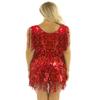 ACSUSS Women Shiny Sequins Ballroom Latin Dance Dress Salsa Tango Cha Cha Costumes Dress Red X-Large view 4