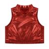 dPois Kids Girls' Shiny Metallic Sleeveless Crop Tank Tops Ballet Dance Sports Workout Stretchy Active Wear Red 12 Years view 3