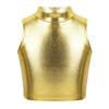 dPois Kids Girls' Shiny Metallic Sleeveless Crop Tank Tops Ballet Dance Sports Workout Stretchy Active Wear Gold 10 Years view 1