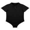 Alvivi Men's Short Sleeve Turn Down Collar T-Shirt Press Button Crotch Bodysuit Leotard Undershirt Black X-Large view 4