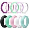 Forthee 10 Pack Silicone Wedding Ring for Women, Thin and Braided Rubber Band, Fashion, Colorful, Comfortable fit, Skin Safe view 1