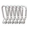 Carabiner Clip Keychain Aluminum Alloy D Shape Multifunction Clip Hook with 3 Key Rings for Outdoor Backpack Silver 6 Pack view 1