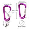 Carabiner Clip Keychain Aluminum Alloy D Shape Multifunction Clip Hook with 3 Key Rings for Outdoor Backpack Purple 6 Pack view 2
