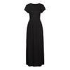 Clopon Women's Long Maxi Dresses, Short Sleeve Dress with Pockets for Ladies Solid Round Neck Party Dress (S, Black) view 4