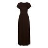Clopon Women's Long Maxi Dresses, Short Sleeve Dress with Pockets for Ladies Solid Round Neck Party Dress (L, Coffee) view 3