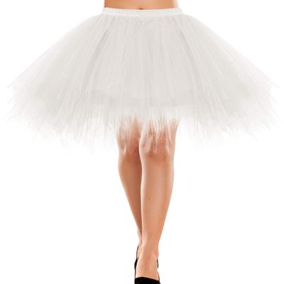 Bbonlinedress White Tutu for Women Adult White Christmas Tulle Skirt Birthday Party Ballet Dance Puffy Skirt Ivory XL