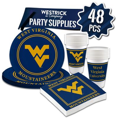 West Virginia Mountaineers Party Supplies 48 Piece Officially Licensed University Set: 16 oz. Plastic Beverage Cups, 9" Paper Plates, Luncheon Napkins, Party Supplies for 16 Guests by Westrick