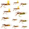 12 Parachute Hopper Dry Flies for Trout Fly Fishing Flies Lure Assortment