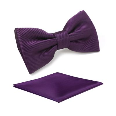 fortunatever Boys Solid Pre-tied Bow Ties,Plum Purple Adjustable Tuxedo Bowtie For Boy With Multiple Colors+Pocket Square (11''-19'')