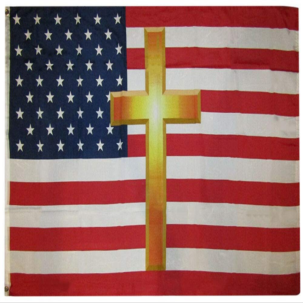 American Wholesale Superstore 3x5 American USA Christian Cross 3'x5' Jesus 100D Oxford Polyester Flag
