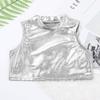 Agoky Little/Big Girls Shiny Metallic Camisole Tank Tops Sports Dance Tee Shirts for Gymnastic Dance Competition Party Silver 7-8 view 3