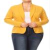 Plus Size Casual Solid Basic Long Sleeve Blazer Cardigan Jacket/Made in USA Mustard 3XL view 1