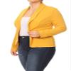 Plus Size Casual Solid Basic Long Sleeve Blazer Cardigan Jacket/Made in USA Mustard 3XL view 2