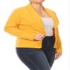 Plus Size Casual Solid Basic Long Sleeve Blazer Cardigan Jacket/Made in USA Mustard 3XL view 3