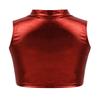 Agoky Little/Big Girls Shiny Metallic Camisole Tank Tops Sports Dance Tee Shirts for Gymnastic Dance Competition Party Red 13-14 view 2