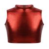 Agoky Little/Big Girls Shiny Metallic Camisole Tank Tops Sports Dance Tee Shirts for Gymnastic Dance Competition Party Red 7-8 view 1