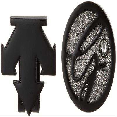 Descente Golf DQCOJX50 BK00 SWAROVSKI CRYSTAL Golf Marker, Elegant, Stylish, Black
