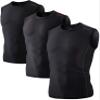 DEVOPS 3 Pack Men's Athletic Compression Mesh Sleeveless Shirts (Small, Black/Black/Black)