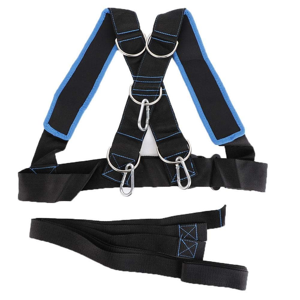 Adjustable Sled Shoulder Harness, Heavy-Duty Nylon Training Belt with 5 D-Rings, Speed Power Training Equipment for Running, Tire Pulling, Strength Training