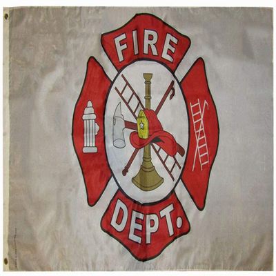 AES American Wholesale 3x5 Fire Dept Department Emblem White Premium Quality Polyester Flag Banner