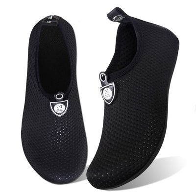 WateLves Water Shoes for Womens Mens Barefoot Quick-Dry Aqua Socks for Beach Swim Surf Yoga Exercise Camping Must Haves (Dots Black, 38/39)