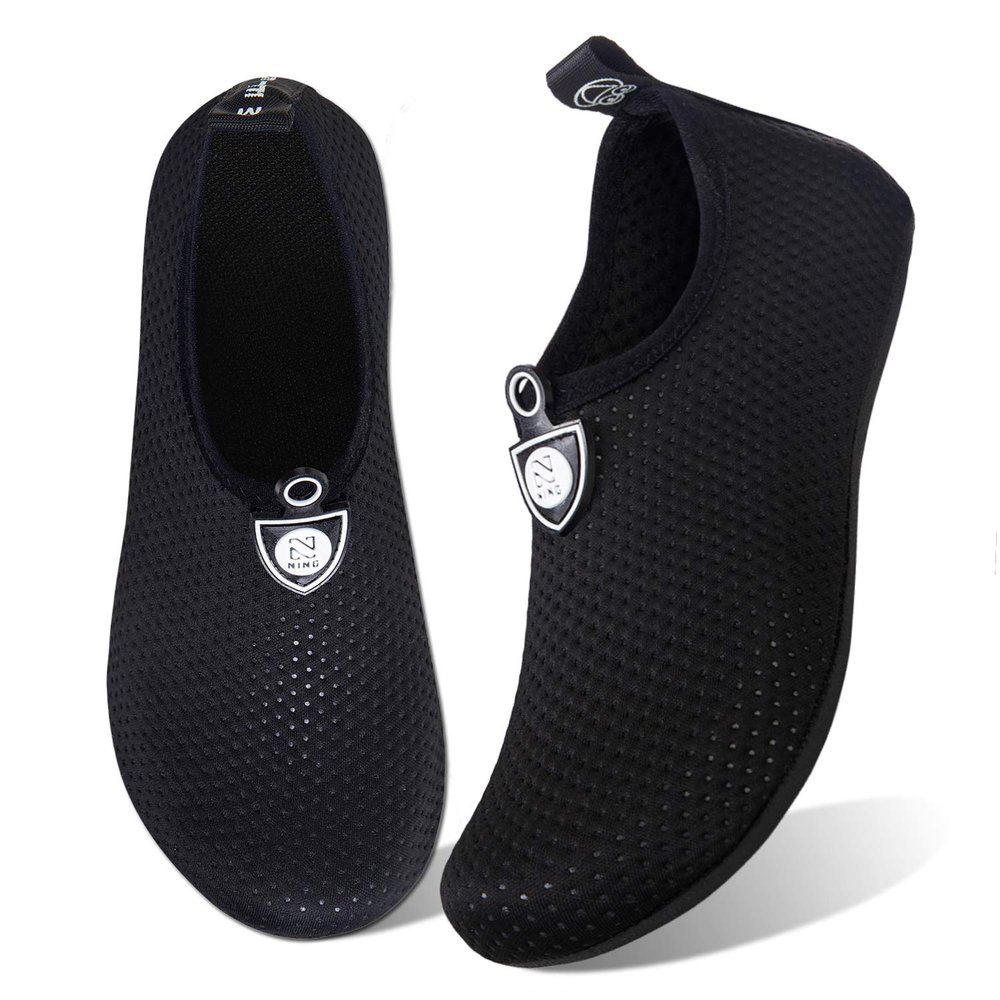 WateLves Water Shoes for Womens Mens Barefoot Quick-Dry Aqua Socks for Beach Swim Surf Yoga Exercise Camping Must Haves (Dots Black, 38/39)