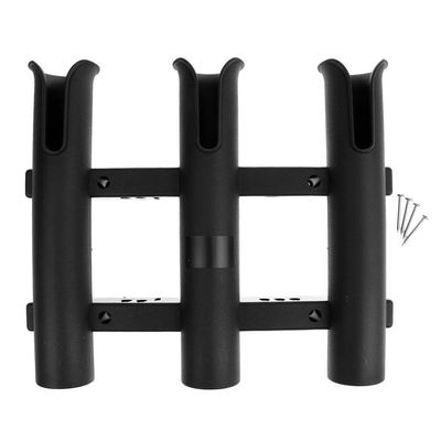 FHelectronic 3 Hole Fishing Rod Holder with 4Pieces Mounting Screws fit for Vertically Mounted Yacht or Boat (Black)