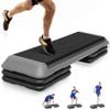 F2C 43 inch Aerobic Exercise Step Platform Adjustable Height Stepper Exercise Workout Step Bench with 4 Risers 4" - 6" - 8" Large Fitness Exercise Stair Step for Home Gym Fitness Training Black view 1
