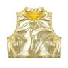 FEESHOW Big Girls Sleeveless Metallic Tank Top Turtle Mock-Neck Crop Tops Tee Shirt for Sports Dance wear Gold 8 view 3