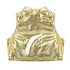FEESHOW Big Girls Sleeveless Metallic Tank Top Turtle Mock-Neck Crop Tops Tee Shirt for Sports Dance wear Gold 8 view 4