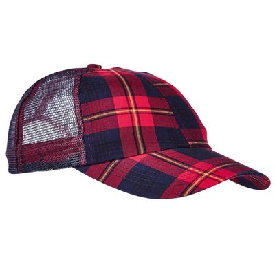 Adams Vibe Cap OS RED/ NAVY PLAID