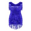 iiniim Women's Flapper Dress V Neck 1920s Shiny Sequins Fringe Tassels Latin Ballroom Dance Costume Royal Blue X-Large view 4