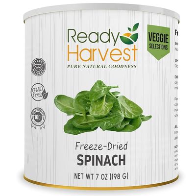 Ready Harvest Freeze Dried Food - Spinach | Emergency Vegetables | Camping Essentials | #10 Can | 25-Year Shelf Life | Cans Filled to the Top