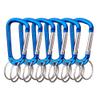 Carabiner Clip Keychain Aluminum Alloy D Shape Multifunction Clip Hook with 3 Key Rings for Outdoor Backpack Blue 6 Pack view 1