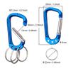 Carabiner Clip Keychain Aluminum Alloy D Shape Multifunction Clip Hook with 3 Key Rings for Outdoor Backpack Blue 6 Pack view 2