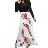 Clopon Women's Long Dress, Floral Print Maxi Dresses for Ladies Winter Long Sleeve Dress (XL, White) view 1