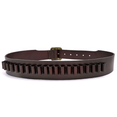 TOURBON Adjustable Vintage Leather .38 .357 Caliber Handgun Bandolier Cartridge Belt