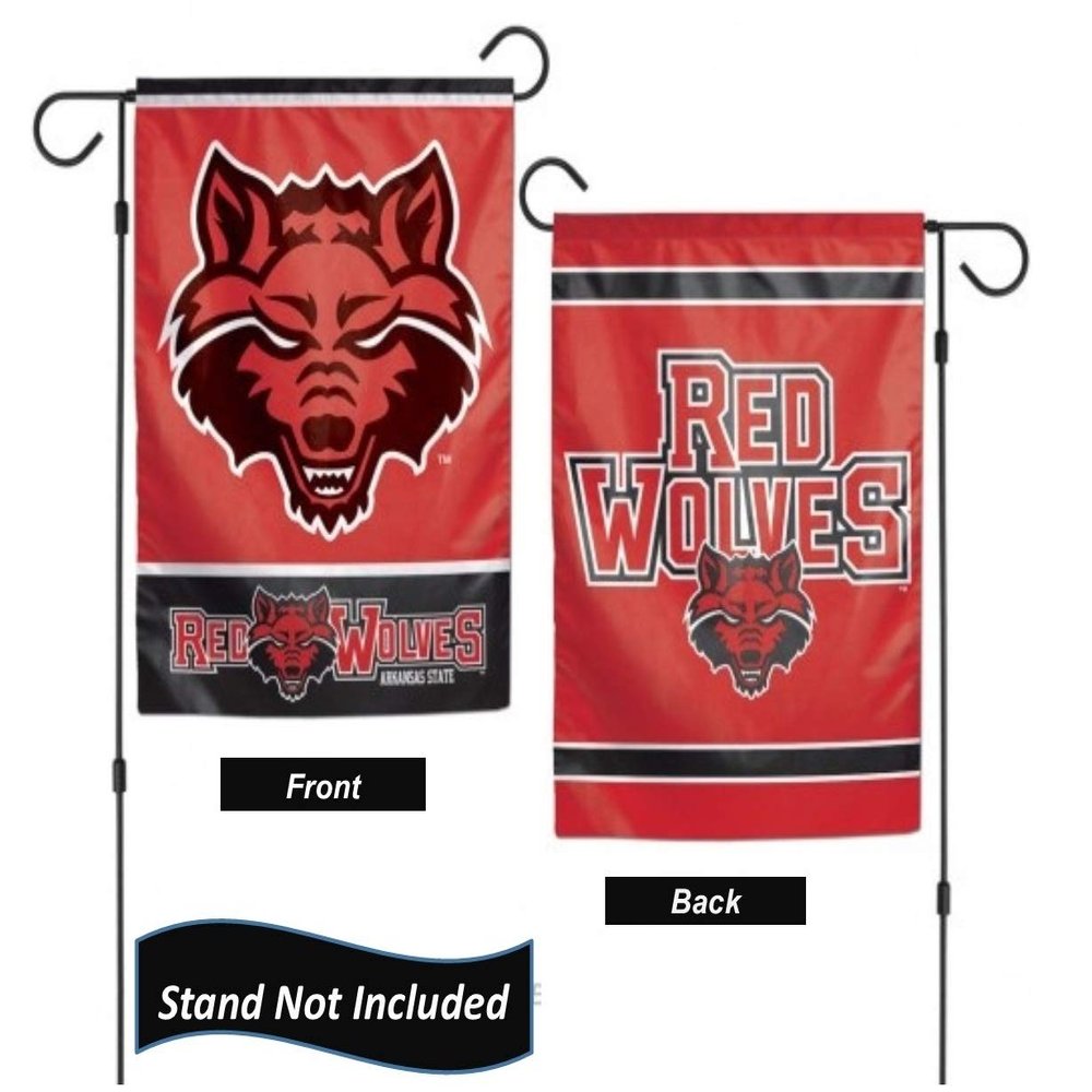 Arkansas State Red Wolves Garden Flag 12.5 x 18 Inch Double Sided College Yard Banner Flag Is Printed in the USA and Licensed by Wincraft