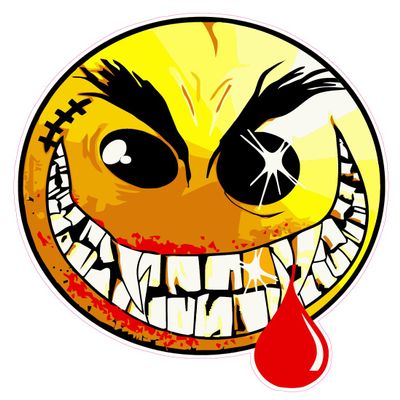 Evil Smiley Face Decal Large 24"
