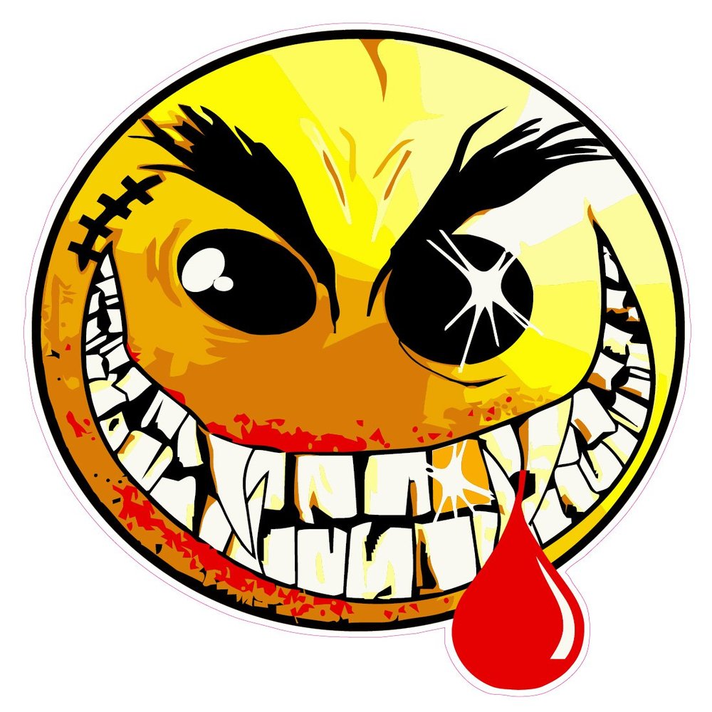 Evil Smiley Face Decal Large 24"