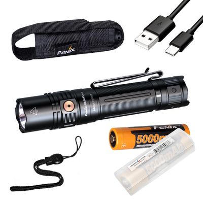 Fenix PD36R V2.0 1700 Lumen Type-C USB Rechargeable EDC Tactical Flashlight with Two ARB-L21-5000 and LumenTac Organizer