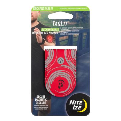 Nite IZE TagLit Rechargeable Magnetic LED Marker - Safety Light - Durable LED Tag Light for Running & Walking at Night - Rechargeable & Magnetic Safety Gear - Red