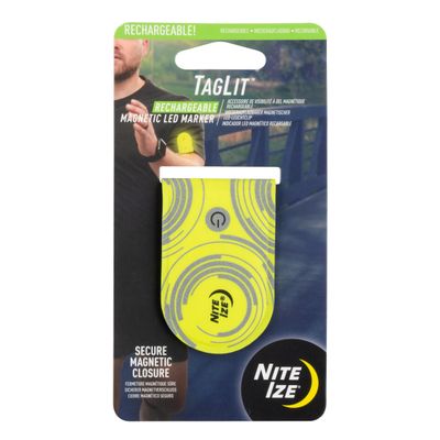 Nite IZE TagLit Rechargeable Magnetic LED Marker - Safety Light - Durable LED Tag Light for Running & Walking at Night - Rechargeable & Magnetic Safety Gear - Yellow