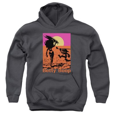 Betty Boop Summer Unisex Youth Pull-Over Hoodie for Boys and Girls, Large Charcoal