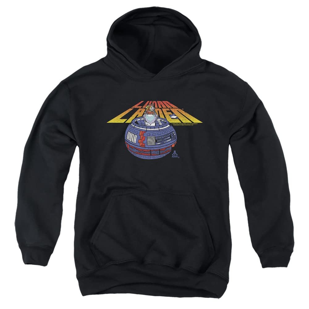 Atari Lunar Globe Unisex Youth Pull-Over Hoodie for Boys and Girls, Small Black