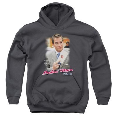 Trevco NCIS Ladies Man Unisex Youth Pull-Over Hoodie for Boys and Girls, Medium Charcoal