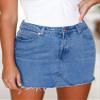 Deslimale Jean Skirts for Women's Casual Washed Frayed Stretch Denim Mini Skirt (US 4-6) view 2